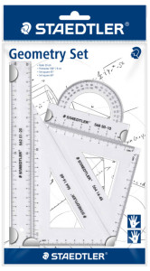 STAEDTLER kit de géometrie, petit, 4 pièces, transparent