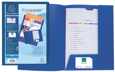 EXACOMPTA Chemise personnalisable Kreacover, PP, A4, bleu