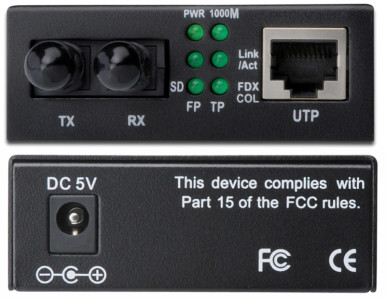 DIGITUS Convertisseur de média Gigabit Ethernet, ST/RJ45,