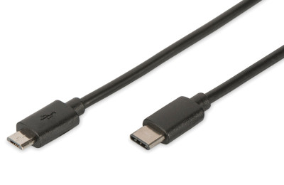 DIGITUS câble USB 2.0, USB C - Connecteur micro USB B, 1.8m