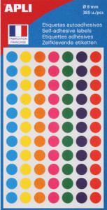 Agipa Etiquettes de couleur, diamètre: 8 mm, rond, assorti