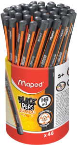 Maped Crayon de papier BLACK'PEPS JUMBO, dureté:HB,pot de 46