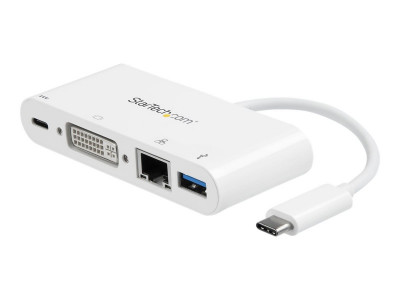 Startech : USB-C MULTIPORT ADAPTER - avec POWER DELIVERY DVI GBE - USB 3