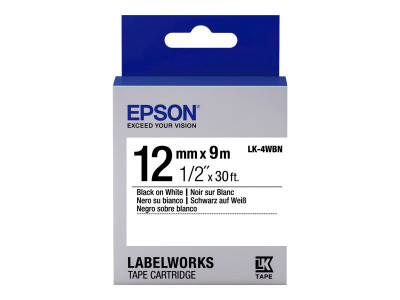 Epson Ruban LabelWorks LK-4WBN standard Noir sur Blanc 12mm x 9m