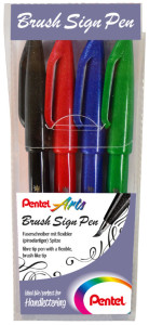 PentelArts Faserschreiber Brosse Pen Connectez-vous, Case 4p, Basic