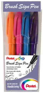 PentelArts Faserschreiber Brosse Pen Connectez-vous, Case 4p, Basic