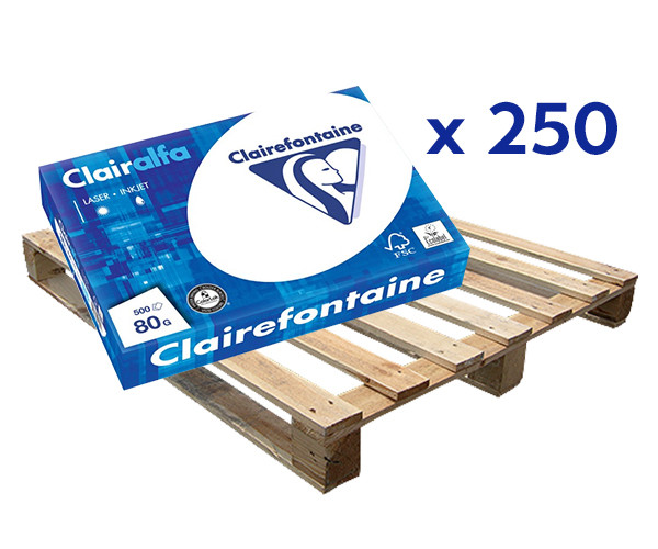 Ramette de papier Clairalfa A4, 80 g/m2, extra blanc 500 feuilles - conditionné en palette de 250 ramettes