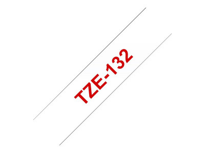Brother TZE-132 ruban laminé P-Touch 12mm 8M Rouge sur Transparent