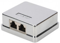 DIGITUS Boîtier en saillie Cat.6A, 2 x RJ45, blindé, argent DIGITUS Boîtier en saillie Cat.6A, 2 x RJ45, blindé, argent
