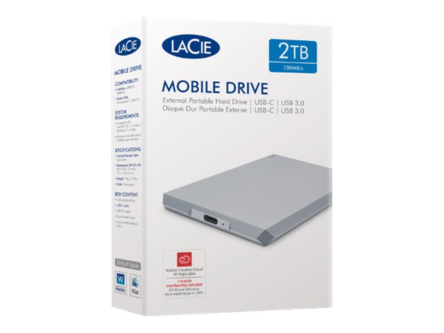 Seagate : LACIE MOBILE drive 2TB USB3.1 TYPE C 4IN C SPACE GREY