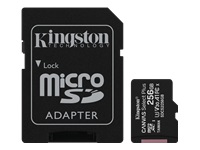 Kingston : 256GB MICROSDXC CANVAS SELECT 100R A1 C10 card + SD ADAPTER