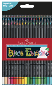 FABER-CASTELL Crayon de couleur Black Edition, étui de 12