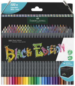 FABER-CASTELL Crayon de couleur Black Edition, étui de 36