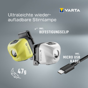VARTA Lampe frontale Outdoor Sports Ultralight H30R, blanc
