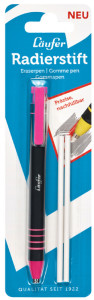 Läufer Kunststoff-Radierstift, inkl. 2 Ersatzradierer, blau