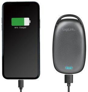LogiLink Batterie externe mobile & chauffe-mains, gris