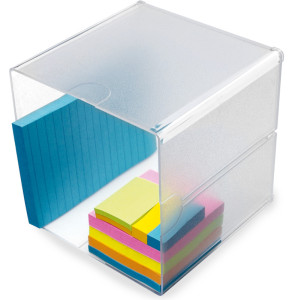 deflecto Boîte de rangement Cube, 2 tiroirs, transparent
