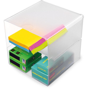 deflecto Boîte de rangement Cube, 4 casiers, transparent
