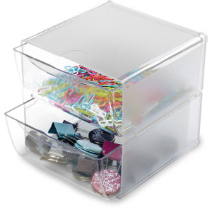 deflecto Boîte de rangement Cube, 2 casiers, transparent