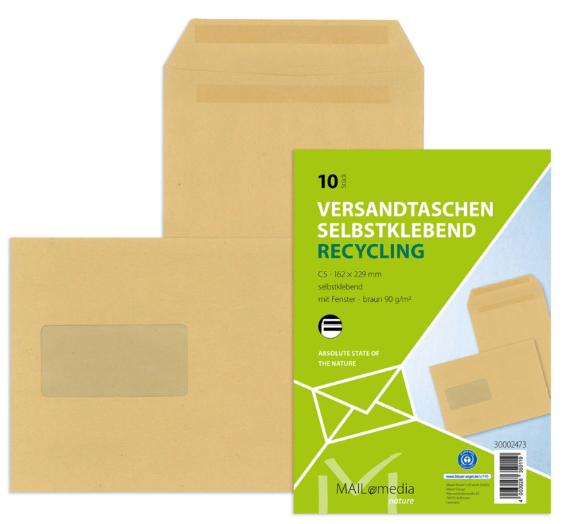 MAILmedia Versandtasche Natron Braun C5 Mit Fenster