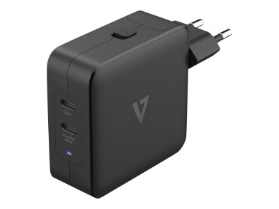 V7 : 65W USB-C PD GAN AC CHARGER 2 X USB-C PORTS INTL PLUGS
