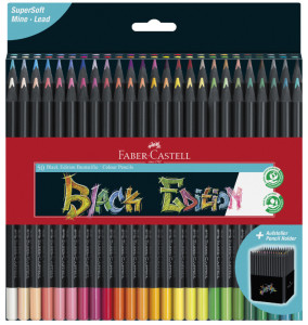 FABER-CASTELL Crayon de couleur Black Edition, étui de 50