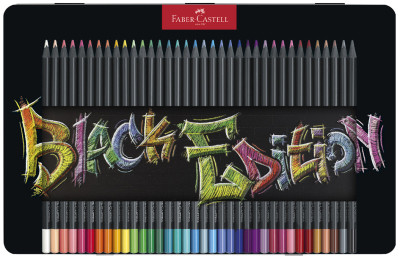 FABER-CASTELL Crayon de couleur Black Edition, étui de 36