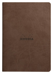 RHODIA Carnet piqûre textile RHODIARAMA, A5, ligné, chocolat