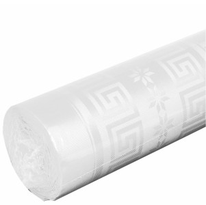 PROnappe Nappe en papier damassé, (l)1,18 x (L)10 m, blanc