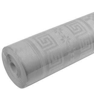 PROnappe Nappe en papier damassé, (l)1,18 x (L)10 m, blanc