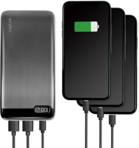 LogiLink Batterie externe, 10.000 mAh, 2x USB-A, 1x USB-C