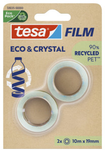tesa Film ruban adhésif ECO & CRYSTAL, 19 mm x 10 m, blister