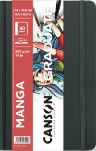 CANSON Carnet à croquis GRADUATE Manga, 216 x 279 mm, noir