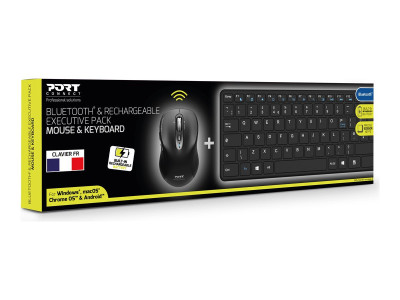 Port Technology : FR - pack KEYBOARD + MOUSE BLUETOOTH RECHARGEABLE PRO- fr