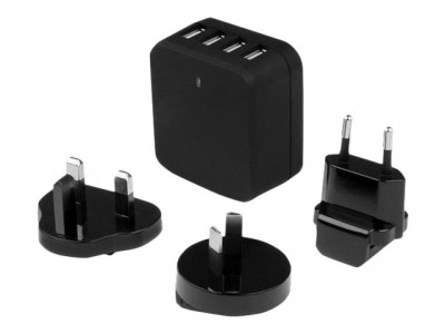 Startech : CHARGEUR MURAL USB 4 PORTS - ADAPTATEUR SECTEUR USB - NOIR