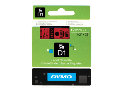 Dymo : Ruban  D1 12mm x 7m Noir/Rouge