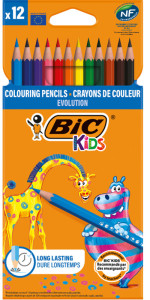 BIC KIDS Crayons de couleur Evolution ecolutions, étui de 12