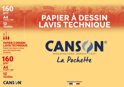 CANSON papier de dessin technique, format A3, 160 g/m2,blanc