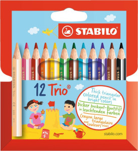 STABILO Crayon de couleur triangulaire Trio épais, court,