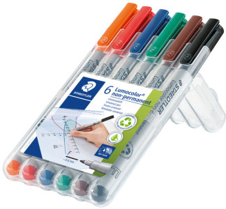 STAEDTLER Marqueur non-permanent 316F Lumocolor, étui de 6