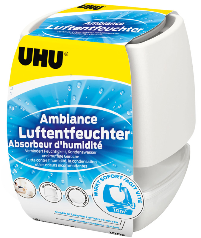 UHU Air Max ambiance - Absorbeur d'humidité très rapide et efficace, blanc,  un absorbeur de 100g et 1 recharge tab très puissante incluse