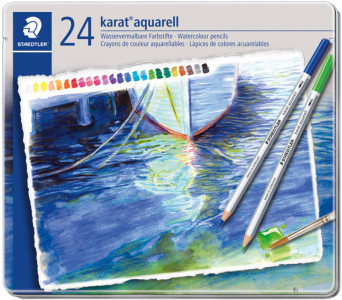 STAEDTLER Crayon aquarellable karat aquarelle, étui métalli-