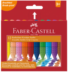 FABER-CASTELL Craies effacables JUMBO, étui carton de 12