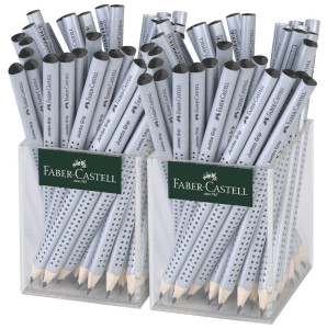 FABER-CASTELL Crayon Jumbo GRIP argent, dans un pot