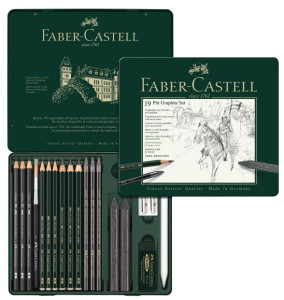 FABER-CASTELL Kit PITT GRAPHITE medium, étui de 19 pièces