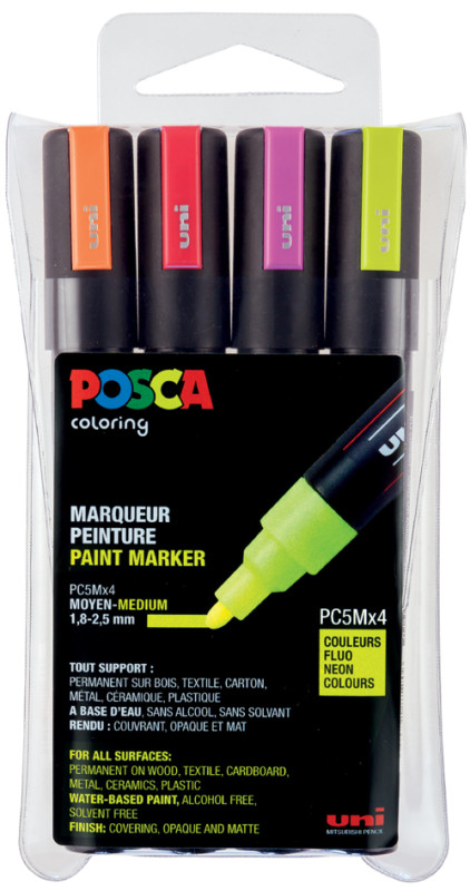 Fournitures scolaires, marqueur Posca PC8K couleurs froides pailletées