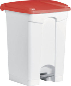 helit poubelle à pédale, 45 litres, blanc/rouge,