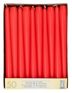 PAPSTAR Bougies de chandelier, 22 mm, rouge, en pack de 50