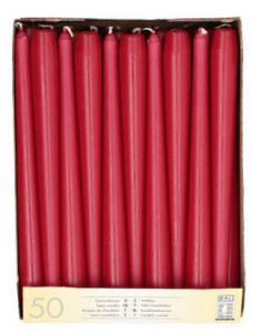 PAPSTAR Bougies de chandelier, 22 mm, rouge, en pack de 50