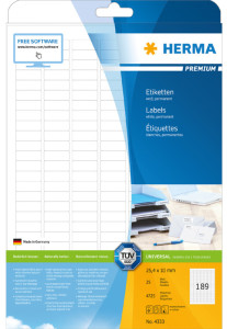 HERMA Etiquettes universelles PREMIUM, 63,5 x 38,1 mm, blanc